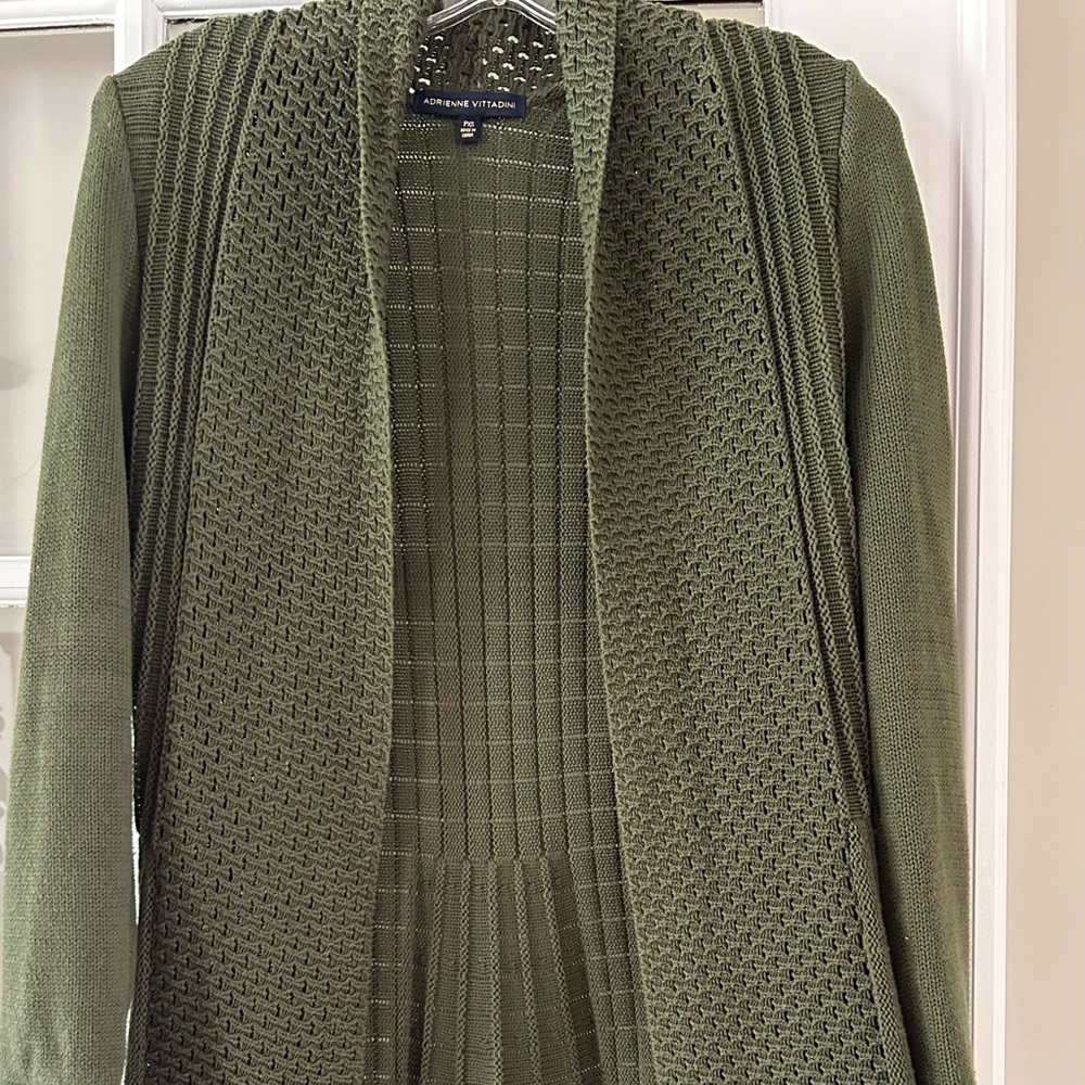 Adrienne Vittadini petite small long green sweater